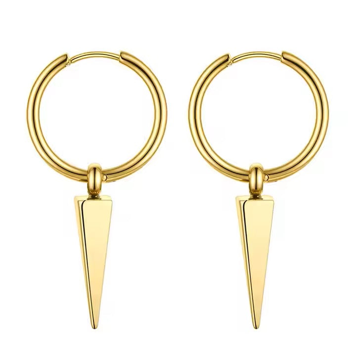 18K Gold Plated Stainless Steel Pointed Drop Earrings
