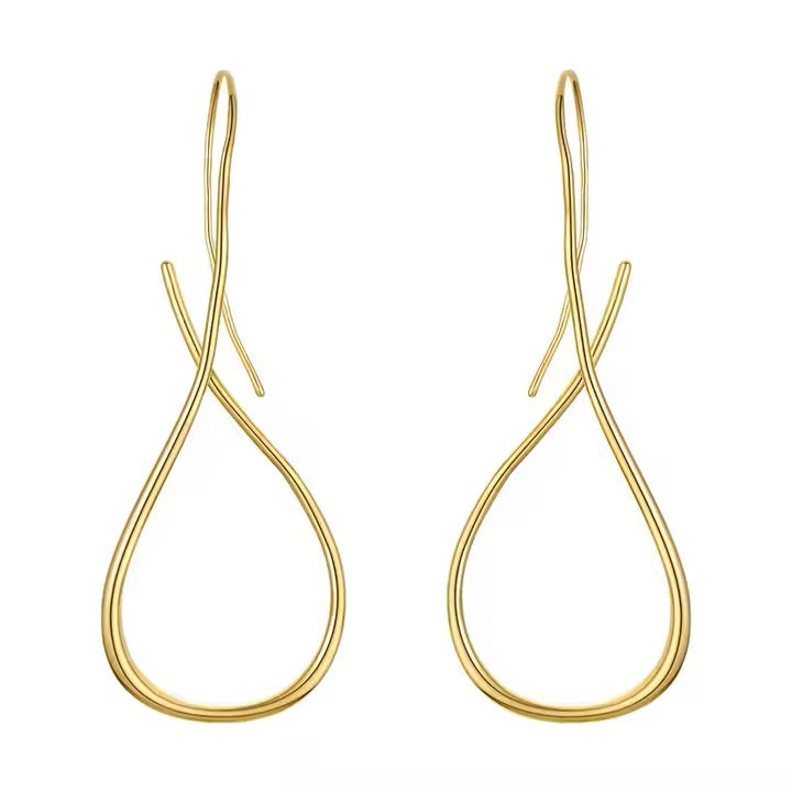 18k Gold Plated Stainless Steel Twisted Wire Earrings