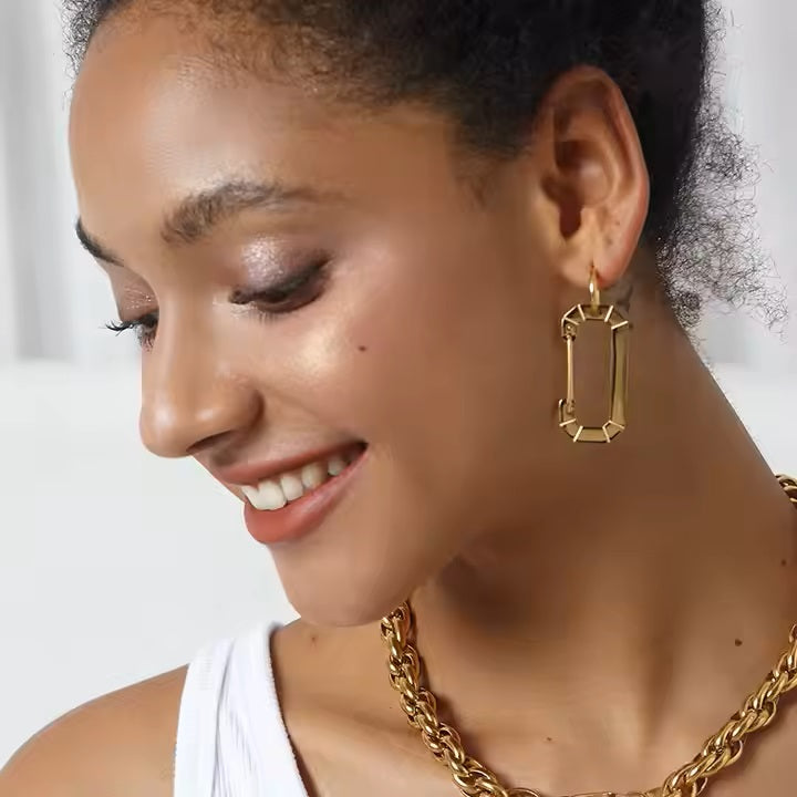 18K Gold Plated Stainless Steel C Shaped Hoops