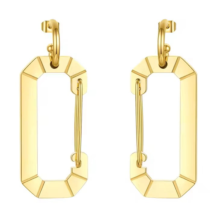 18K Gold Plated Stainless Steel C Shaped Hoops