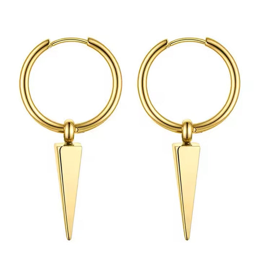 18K Gold Plated Stainless Steel Pointed Drop Earrings