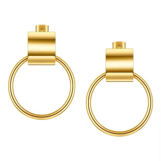 18K Gold Plated Stainless Steel Huggies with loop