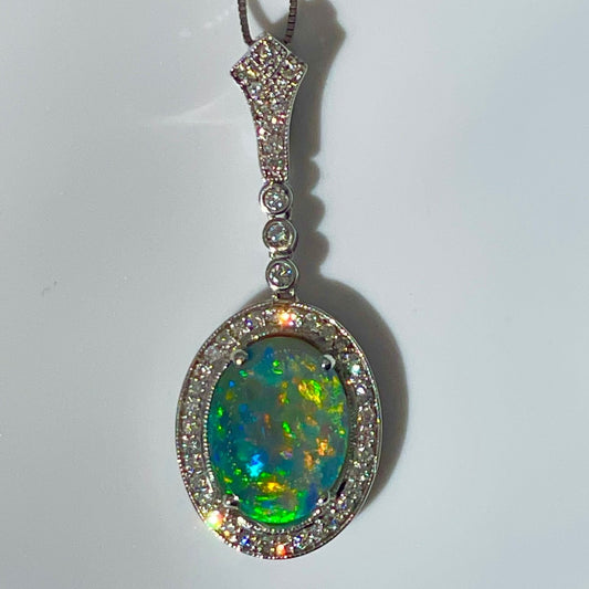 Australian Lightning Ridge Crystal Opal Pendant