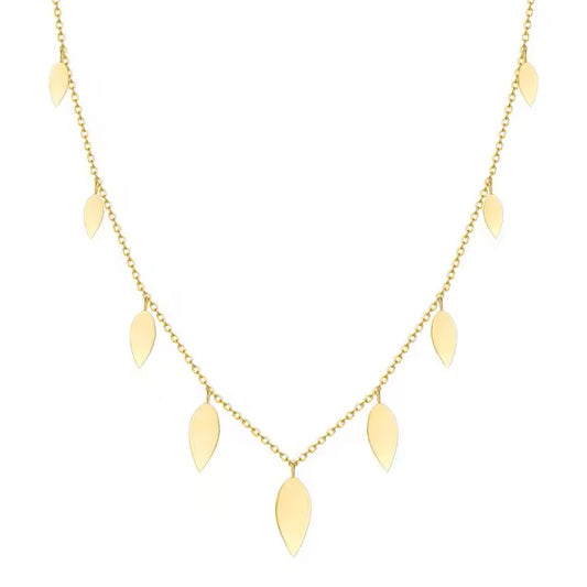 18K Gold Plated Stainless Steel Leaf Necklace