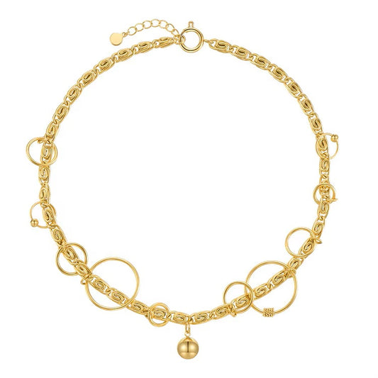 18K Gold Plated Stainless Steal Multi-Ring Necklace
