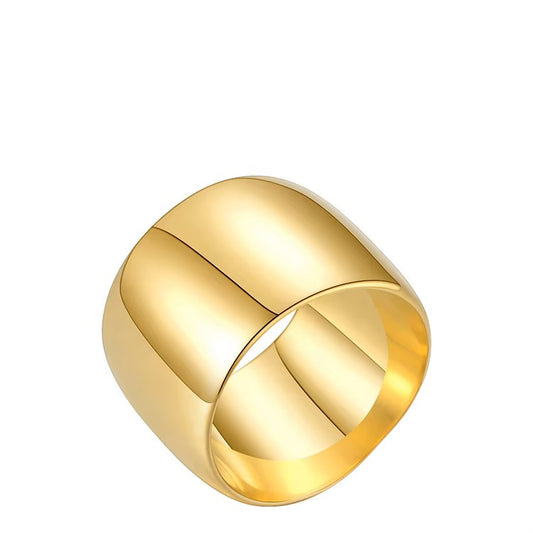 18K Gold Plated Stainless Steel Wide Band Ring