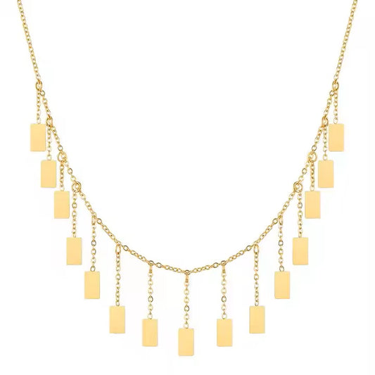 18K Gold Plated Stainless Steel Tassel Choker Necklace