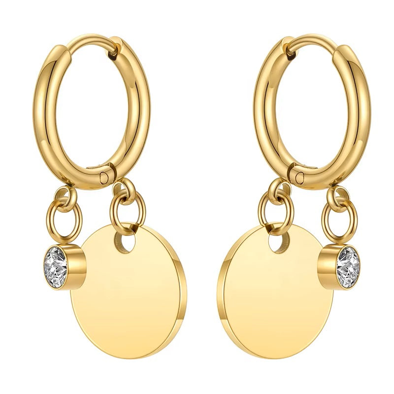 18K Gold Plated Stainless Steel Disc Earrings
