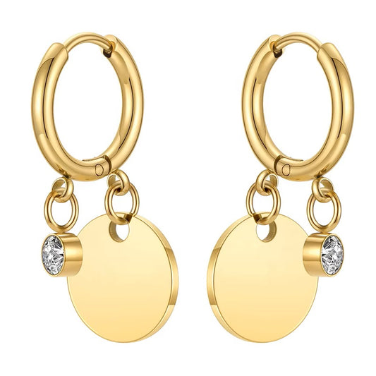 18K Gold Plated Stainless Steel Disc Earrings