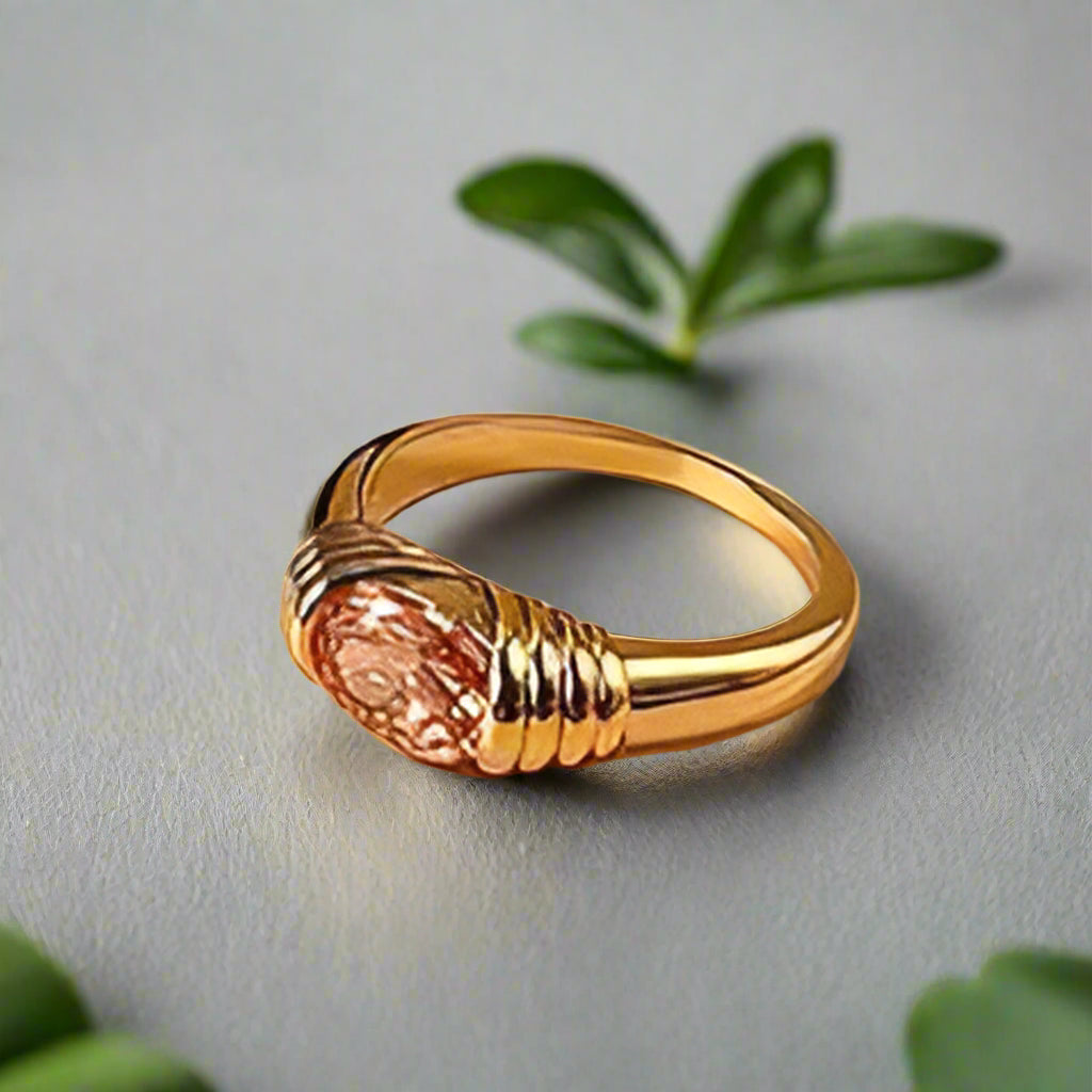 18K Gold Plated Brass Pink Zirconia Ring