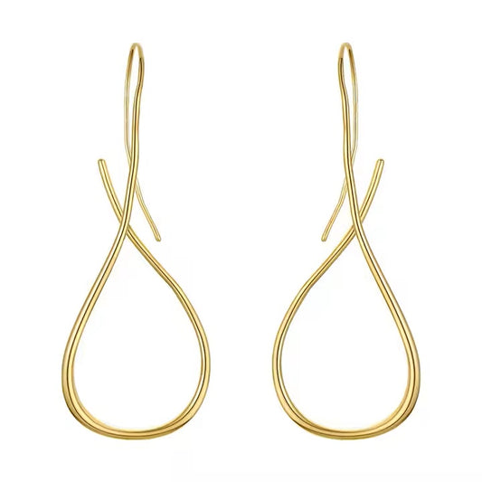 18k Gold Plated Stainless Steel Twisted Wire Earrings